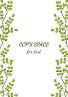 design with leaves. A template for a greeting card. Flowering plants in a text frame. vector