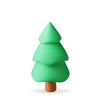 3D abstract christmas tree isolated. Render spruce, evergreen tree icon. Greeting card, festive poster, Party invitations element. Christmas and new year. vector