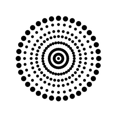 Halftone Background. Abstract circle background. Circle, ring shapes made of spots, dots, tiny beads, blots, snowflakes. Set of black thick halftone dotted speed lines. Geometric art