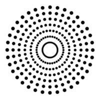 Halftone Background. Abstract circle background. Circle, ring shapes made of spots, dots, tiny beads, blots, snowflakes. Set of black thick halftone dotted speed lines. Geometric art vector