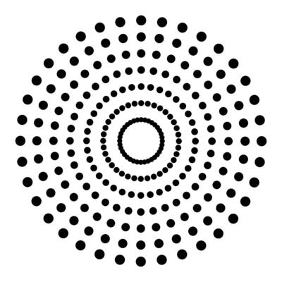 Halftone Background. Abstract circle background. Circle, ring shapes made of spots, dots, tiny beads, blots, snowflakes. Set of black thick halftone dotted speed lines. Geometric art