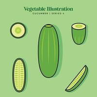 Cucumber Vegetable Illustration Set for Logo and Healthy Symbol Collection Flat Design - Editable Label Illustration vector