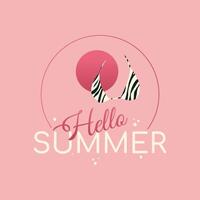 Hello summer letter banner template background with bra vector