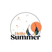 Hello summer letter banner template background with bra vector