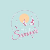 Hello summer letter banner template background with bra vector