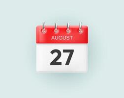 Realistic 3D calendar icon isolated on a light background. vector