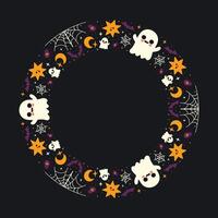 Hand drawn halloween frame template design vector