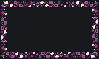 Hand drawn halloween frame template design vector
