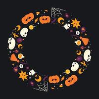 Hand drawn halloween frame template design vector