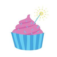 Birthday colorful cupcake design on white background vector