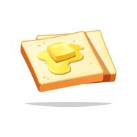 Bread slice with butter isolated on white background. vector