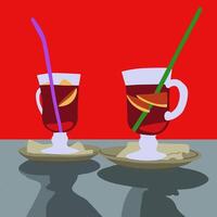 Illustration of two servings of mulled wine. vector