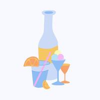 Still life with summer drinks and ice cream. vector