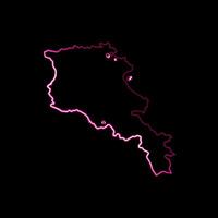 Illustration of Armenia map with neon effect. vector