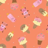 Seamless pattern with cute cartoon ice cream for fabric prints, textiles, gift wrapping paper. children's colorful , flat style vector