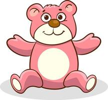 cartoon plush cute beautiful little kind Teddy bear. Gift sitting favorite cuddly toy. Graphic sticker. Light background. vector