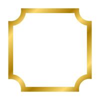Gold shiny glowing vintage square frame with shadows isolated on white background. Gold realistic square border. illustration vector