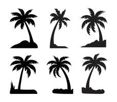 Black Palm Trees Set Isolated On White Background. Palm Silhouettes. Design Of Palm Trees For Posters, Banners, And Promotional Items. Illustration. Palm Icon On White Background Pro vector
