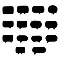 speech bubble icons on white background, Set of speech bubbles black color, Speech bubble black silhouette, geometric shapes set. vector