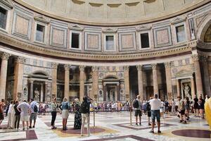 Rome, Italy - September 14 2022 - Pantheon Interior with Tourists in Rome, Italy photo