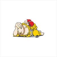 a fat monk is relaxing on a white background vector