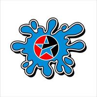 a blue and red star with splashes on it vector