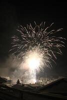 New Year's Eve Firework in Lech am Arlberg, Austrian Alps Mountains photo