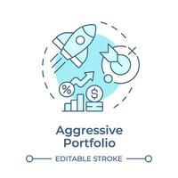 Aggressive portfolio soft blue concept icon. Interest rate, asset allocation. Round shape line illustration. Abstract idea. Graphic design. Easy to use in infographic, presentation vector