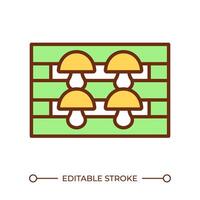 Indoor trays RGB color icon. Indoor mushroom cultivation. Farming techniques. Vertical farming. Fungiculture. Isolated illustration. Simple filled line drawing. Editable stroke vector