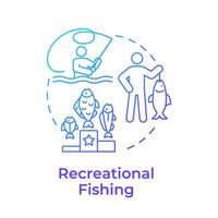 Recreational fishing blue gradient concept icon. Physical activity, outdoor hobby. Round shape line illustration. Abstract idea. Graphic design. Easy to use in infographic, presentation vector