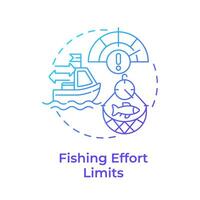 Fishing effort limits blue gradient concept icon. Catch size, sustainability. Fisheries management. Round shape line illustration. Abstract idea. Graphic design. Easy to use in infographic vector