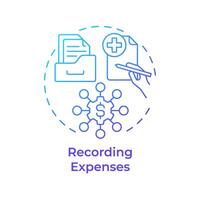 Recording expenses blue gradient concept icon. Spend management, financial efficiency. Round shape line illustration. Abstract idea. Graphic design. Easy to use in infographic, presentation vector