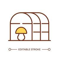 Mushroom inside greenhouse RGB color icon. Indoor mushroom cultivation. Farm practices. Controlled environment. Isolated illustration. Simple filled line drawing. Editable stroke vector