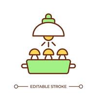 Indoor mushroom cultivation RGB color icon. Light for growth. Controlled environment. Fungiculture. Mushroom farming. Isolated illustration. Simple filled line drawing. Editable stroke vector