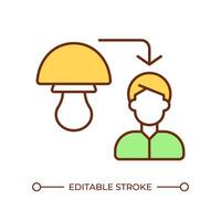 Direct mushroom sales RGB color icon. Farm business. Farm to table concept. Fresh produce. Business to consumer model. Isolated illustration. Simple filled line drawing. Editable stroke vector