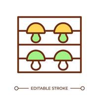 Mushroom fruiting room RGB color icon. Mushroom cultivation and growing. Indoor farming. Farm business. Fungiculture. Isolated illustration. Simple filled line drawing. Editable stroke vector