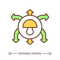 Mushroom distribution RGB color icon. Fungal dissemination. Mushroom business expansion. Farm to table concept. Isolated illustration. Simple filled line drawing. Editable stroke vector