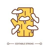 Log inoculation RGB color icon. Sustainable agriculture. Agroforestry concept. Farming practices. Mushroom cultivation. Isolated illustration. Simple filled line drawing. Editable stroke vector