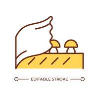 Mushroom casing RGB color icon. Mushrooms growing under protective layer. Mushroom cultivation and protection. Isolated illustration. Simple filled line drawing. Editable stroke vector