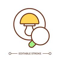 Mushroom identification RGB color icon. Mycology science. Mushroom species research. Fungi characteristics. Isolated illustration. Simple filled line drawing. Editable stroke vector