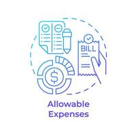 Allowable expenses blue gradient concept icon. Business savings, documentation. Round shape line illustration. Abstract idea. Graphic design. Easy to use in infographic, presentation vector
