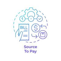 Source to pay blue gradient concept icon. Operational costs, resource allocation. Round shape line illustration. Abstract idea. Graphic design. Easy to use in infographic, presentation vector