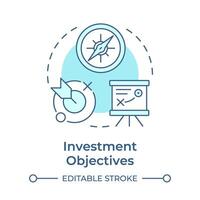 Investment objectives soft blue concept icon. Portfolio strategy, income generation. Round shape line illustration. Abstract idea. Graphic design. Easy to use in infographic, presentation vector
