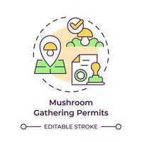 Mushroom gathering permits multi color concept icon. Mushroom management and regulation. Foraging restrictions. Round shape line illustration. Abstract idea. Graphic design. Easy to use in article vector