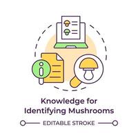 Knowledge for identifying mushrooms multi color concept icon. Mushroom management and regulation. Round shape line illustration. Abstract idea. Graphic design. Easy to use in article vector