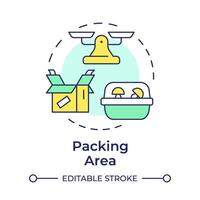 Packing area multi color concept icon. Mushroom farm. Fresh fungi produce. Farm to table mushrooms. Round shape line illustration. Abstract idea. Graphic design. Easy to use in article vector