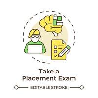 Take a placement exam multi color concept icon. Joining the military. Examination checklist. Round shape line illustration. Abstract idea. Graphic design. Easy to use in infographic, presentation vector