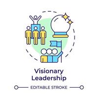 Visionary leadership multi color concept icon. Teamwork participation. Team members inspiration. Round shape line illustration. Abstract idea. Graphic design. Easy to use in infographic, presentation vector