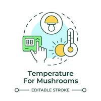 Temperature control multi color concept icon. Optimal conditions for growing mushrooms. Indoor farming. Round shape line illustration. Abstract idea. Graphic design. Easy to use in article vector