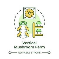 Vertical mushroom farm multi color concept icon. Mushroom cultivation technique. Vertical layers. Indoor farming. Round shape line illustration. Abstract idea. Graphic design. Easy to use in article vector
